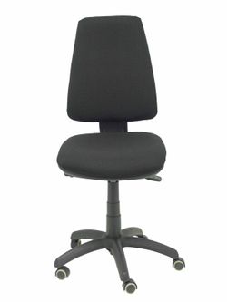 Modelo Elche S - Silla de oficina ergonómica con mecanismo sincro, regulable en altura y ruedas de parqué - Asiento y respaldo tapizados en tejido BALI color negro