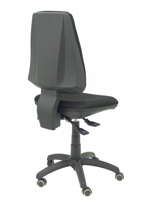 Modelo Elche S - Silla de oficina ergonómica con mecanismo sincro, regulable en altura y ruedas de parqué - Asiento y respaldo tapizados en tejido BALI color negro