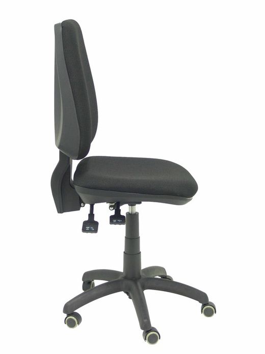 Modelo Elche S - Silla de oficina ergonómica con mecanismo sincro, regulable en altura y ruedas de parqué - Asiento y respaldo tapizados en tejido BALI color negro