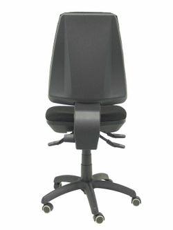Modelo Elche S - Silla de oficina ergonómica con mecanismo sincro, regulable en altura y ruedas de parqué - Asiento y respaldo tapizados en tejido BALI color negro