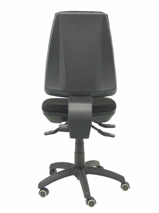 Modelo Elche S - Silla de oficina ergonómica con mecanismo sincro, regulable en altura y ruedas de parqué - Asiento y respaldo tapizados en tejido BALI color negro