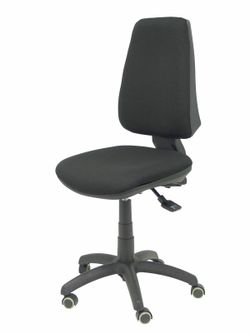 Modelo Elche S - Silla de oficina ergonómica con mecanismo sincro, regulable en altura y ruedas de parqué - Asiento y respaldo tapizados en tejido BALI color negro