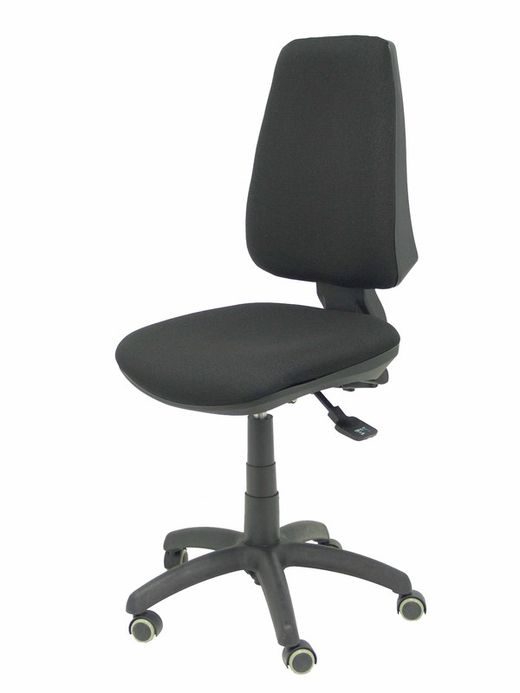 Modelo Elche S - Silla de oficina ergonómica con mecanismo sincro, regulable en altura y ruedas de parqué - Asiento y respaldo tapizados en tejido BALI color negro