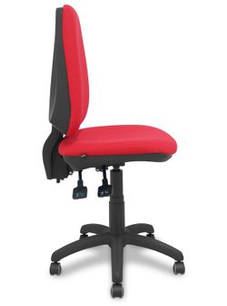 Modelo Elche S - Silla de oficina ergonómica con mecanismo sincro, regulable en altura y ruedas de parqué - Asiento y respaldo tapizados en tejido BALI color rojo