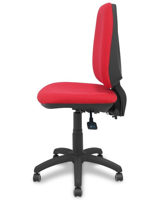 Modelo Elche S - Silla de oficina ergonómica con mecanismo sincro, regulable en altura y ruedas de parqué - Asiento y respaldo tapizados en tejido BALI color rojo