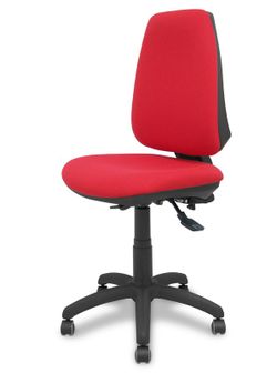 Modelo Elche S - Silla de oficina ergonómica con mecanismo sincro, regulable en altura y ruedas de parqué - Asiento y respaldo tapizados en tejido BALI color rojo