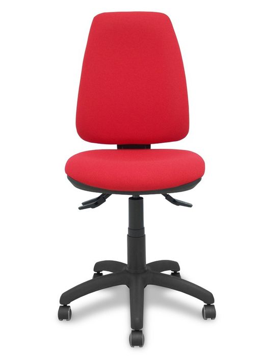 Modelo Elche S - Silla de oficina ergonómica con mecanismo sincro, regulable en altura y ruedas de parqué - Asiento y respaldo tapizados en tejido BALI color rojo