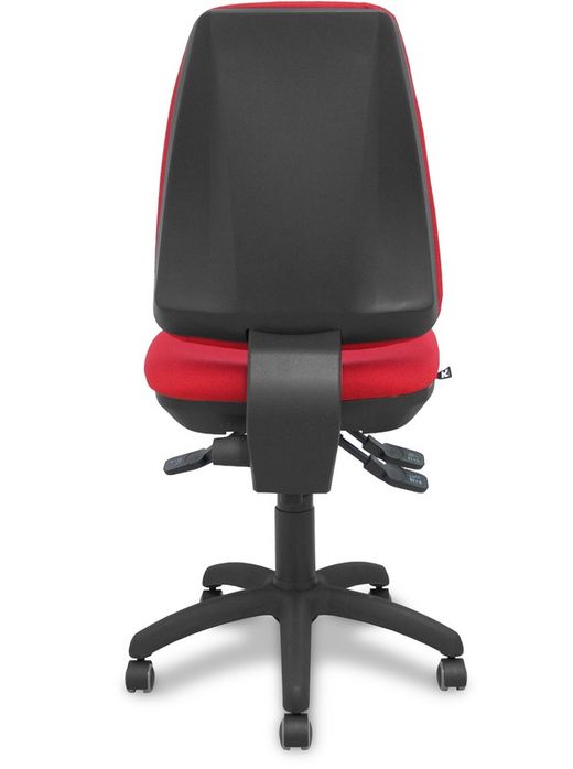 Modelo Elche S - Silla de oficina ergonómica con mecanismo sincro, regulable en altura y ruedas de parqué - Asiento y respaldo tapizados en tejido BALI color rojo