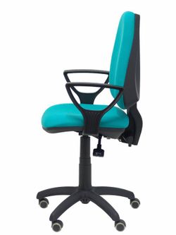 Modelo Elche S - Silla de oficina ergonómica con mecanismo sincro, regulable en altura y ruedas de parqué - Asiento y respaldo tapizados en tejido BALI color turquesa (BRAZOS FIJOS INCLUIDOS)