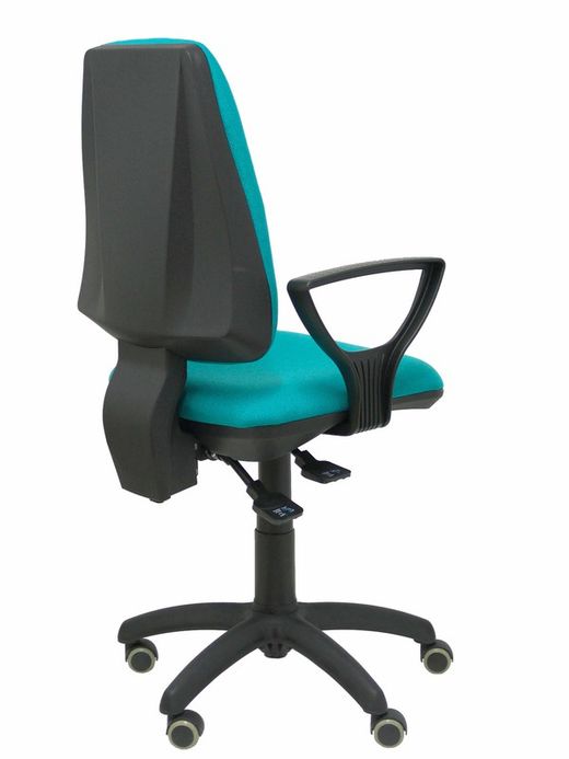 Modelo Elche S - Silla de oficina ergonómica con mecanismo sincro, regulable en altura y ruedas de parqué - Asiento y respaldo tapizados en tejido BALI color turquesa (BRAZOS FIJOS INCLUIDOS)