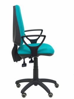 Modelo Elche S - Silla de oficina ergonómica con mecanismo sincro, regulable en altura y ruedas de parqué - Asiento y respaldo tapizados en tejido BALI color turquesa (BRAZOS FIJOS INCLUIDOS)