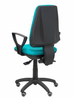 Modelo Elche S - Silla de oficina ergonómica con mecanismo sincro, regulable en altura y ruedas de parqué - Asiento y respaldo tapizados en tejido BALI color turquesa (BRAZOS FIJOS INCLUIDOS)