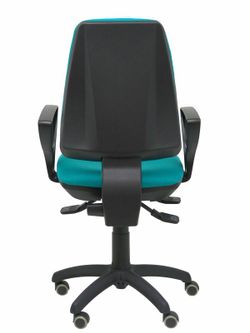 Modelo Elche S - Silla de oficina ergonómica con mecanismo sincro, regulable en altura y ruedas de parqué - Asiento y respaldo tapizados en tejido BALI color turquesa (BRAZOS FIJOS INCLUIDOS)