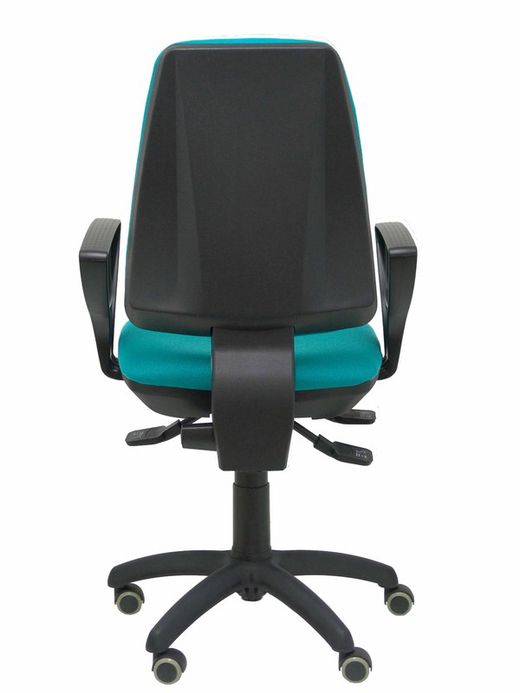 Modelo Elche S - Silla de oficina ergonómica con mecanismo sincro, regulable en altura y ruedas de parqué - Asiento y respaldo tapizados en tejido BALI color turquesa (BRAZOS FIJOS INCLUIDOS)