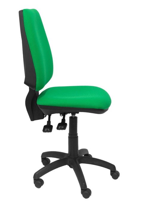 Modelo Elche S - Silla de oficina ergonómica con mecanismo sincro, regulable en altura y ruedas de parqué  Asiento y respaldo tapizados en tejido BALI color verde
