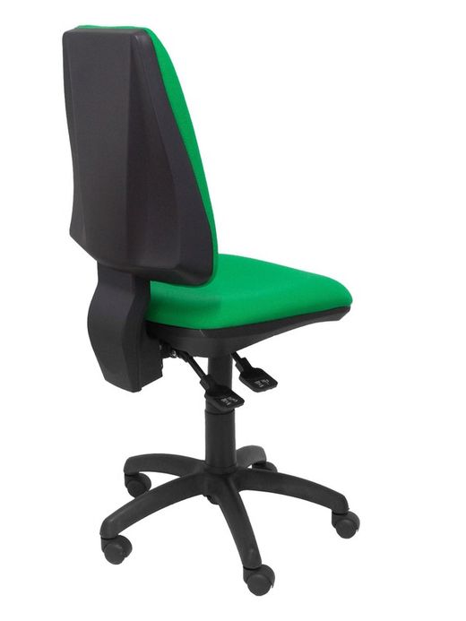 Modelo Elche S - Silla de oficina ergonómica con mecanismo sincro, regulable en altura y ruedas de parqué  Asiento y respaldo tapizados en tejido BALI color verde