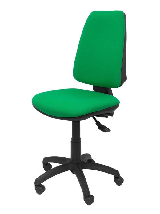 Modelo Elche S - Silla de oficina ergonómica con mecanismo sincro, regulable en altura y ruedas de parqué  Asiento y respaldo tapizados en tejido BALI color verde
