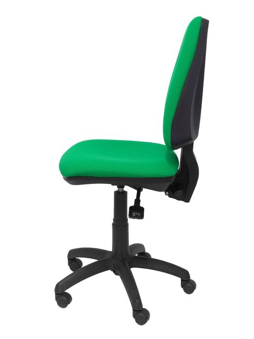 Modelo Elche S - Silla de oficina ergonómica con mecanismo sincro, regulable en altura y ruedas de parqué  Asiento y respaldo tapizados en tejido BALI color verde