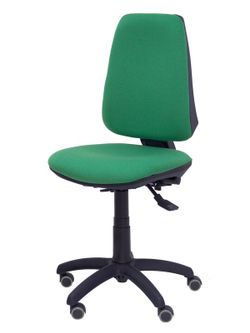 Modelo Elche S - Silla de oficina ergonómica con mecanismo sincro, regulable en altura y ruedas de parqué - Asiento y respaldo tapizados en tejido BALI color verde esmeralda
