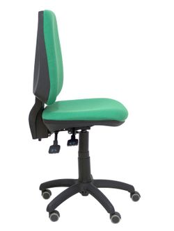 Modelo Elche S - Silla de oficina ergonómica con mecanismo sincro, regulable en altura y ruedas de parqué - Asiento y respaldo tapizados en tejido BALI color verde esmeralda