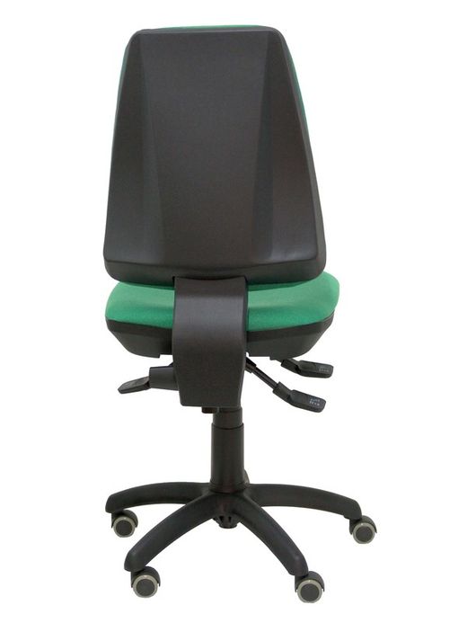 Modelo Elche S - Silla de oficina ergonómica con mecanismo sincro, regulable en altura y ruedas de parqué - Asiento y respaldo tapizados en tejido BALI color verde esmeralda