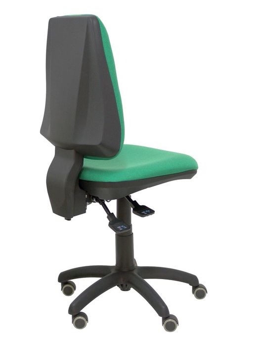 Modelo Elche S - Silla de oficina ergonómica con mecanismo sincro, regulable en altura y ruedas de parqué - Asiento y respaldo tapizados en tejido BALI color verde esmeralda