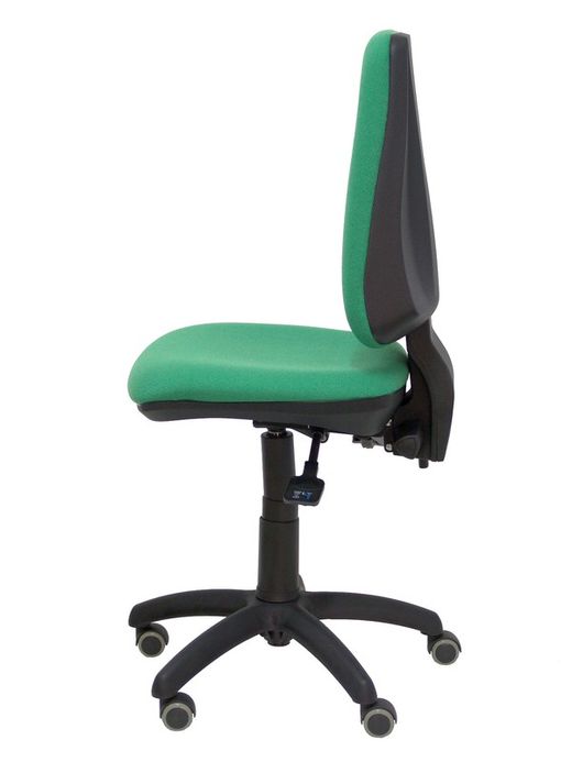 Modelo Elche S - Silla de oficina ergonómica con mecanismo sincro, regulable en altura y ruedas de parqué - Asiento y respaldo tapizados en tejido BALI color verde esmeralda