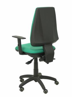 Modelo Elche S - Silla de oficina ergonómica con mecanismo sincro, regulable en altura y ruedas de parqué - Asiento y respaldo tapizados en tejido BALI color verde esmeralda (BRAZOS REGULABLES EN ALTURA)