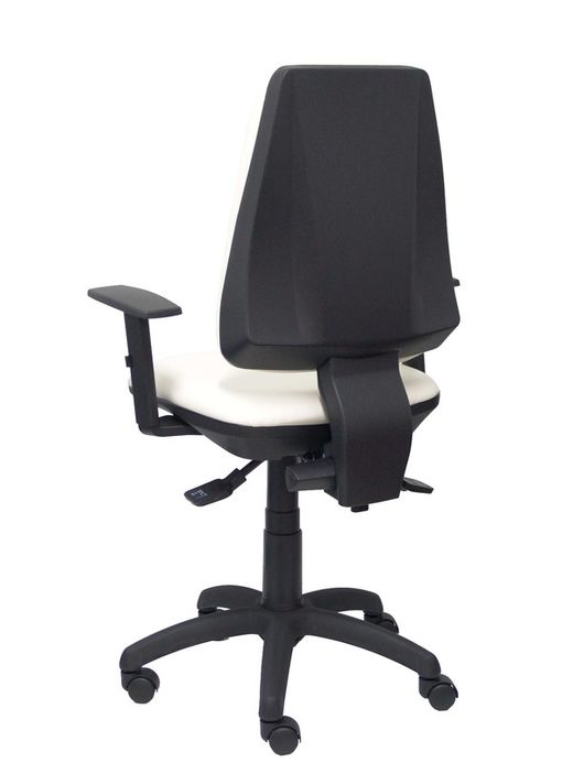 Modelo Elche S - Silla de oficina ergonómica con mecanismo sincro y regulable en altura - Asiento y respaldo tapizados en similpiel color blanco (BRAZOS REGULABLES INCLUIDOS)