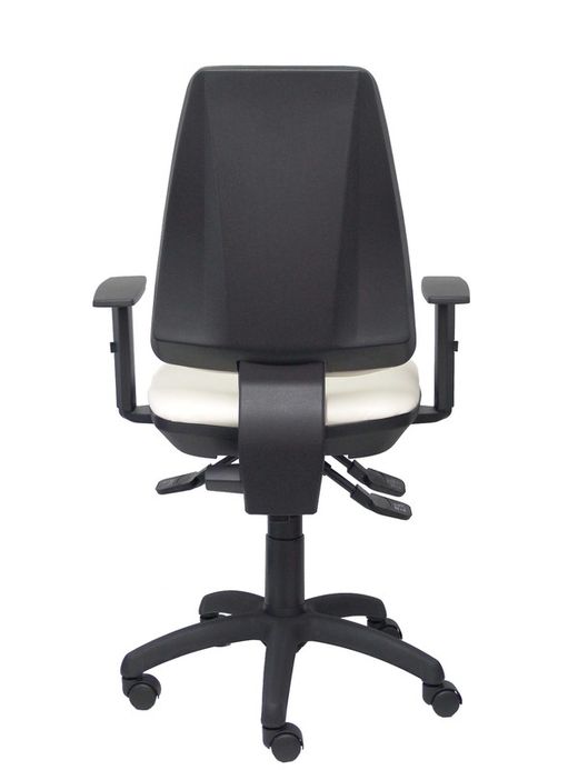 Modelo Elche S - Silla de oficina ergonómica con mecanismo sincro y regulable en altura - Asiento y respaldo tapizados en similpiel color blanco (BRAZOS REGULABLES INCLUIDOS)