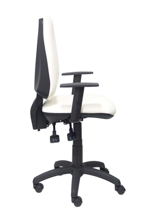 Modelo Elche S - Silla de oficina ergonómica con mecanismo sincro y regulable en altura - Asiento y respaldo tapizados en similpiel color blanco (BRAZOS REGULABLES INCLUIDOS)