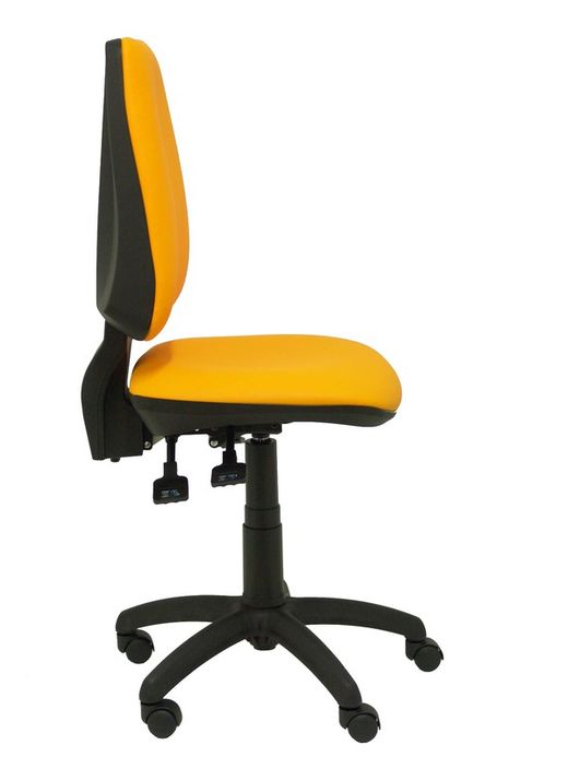 Modelo Elche - Silla de oficina ergonómica con mecanismo asincro, regulable en altura. Asiento y respaldo tapizados en similpiel color naranja.