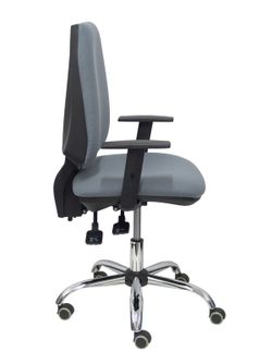Modelo Elche - Silla de oficina ergonómica con mecanismo asincro y regulable en altura - Asiento y respaldo tapizados en tejido BALI color gris - Brazos regulables - Espuma viscoelástica - USO INTENSIVO 24 HORAS