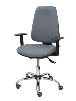 Modelo Elche - Silla de oficina ergonómica con mecanismo asincro y regulable en altura - Asiento y respaldo tapizados en tejido BALI color gris - Brazos regulables - Espuma viscoelástica - USO INTENSIVO 24 HORAS