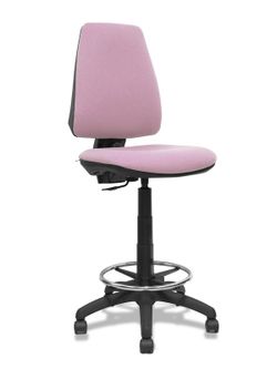 Modelo Elche Taburete CP - Taburete ergonómico con mecanismo de contacto permanente y regulable en altura - Asiento y respaldo tapizados en tejido BALI color rosa.