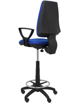 Modelo Elche Taburete CP - Taburete ergonómico con mecanismode contacto permanente y regulable en altura - Asiento y respaldo tapizados en tejido BALI color azul. (BRAZOS FIJOS INCLUIDOS)