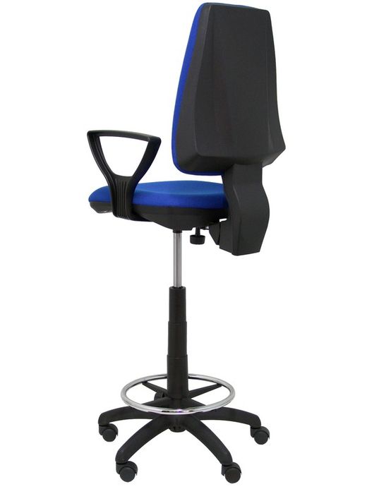 Modelo Elche Taburete CP - Taburete ergonómico con mecanismode contacto permanente y regulable en altura - Asiento y respaldo tapizados en tejido BALI color azul. (BRAZOS FIJOS INCLUIDOS)