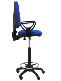 Modelo Elche Taburete CP - Taburete ergonómico con mecanismode contacto permanente y regulable en altura - Asiento y respaldo tapizados en tejido BALI color azul. (BRAZOS FIJOS INCLUIDOS)