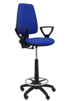 Modelo Elche Taburete CP - Taburete ergonómico con mecanismode contacto permanente y regulable en altura - Asiento y respaldo tapizados en tejido BALI color azul. (BRAZOS FIJOS INCLUIDOS)