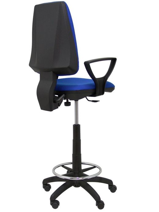 Modelo Elche Taburete CP - Taburete ergonómico con mecanismode contacto permanente y regulable en altura - Asiento y respaldo tapizados en tejido BALI color azul. (BRAZOS FIJOS INCLUIDOS)