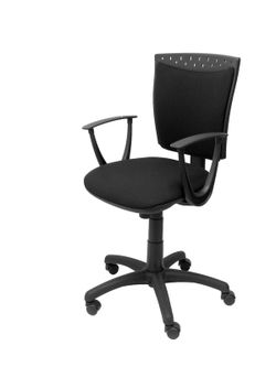 Modelo Ferez - Silla de oficina ergonómica, giratoria y regulable en altura - Asiento y respaldo tapizados en tejido BALI color negro