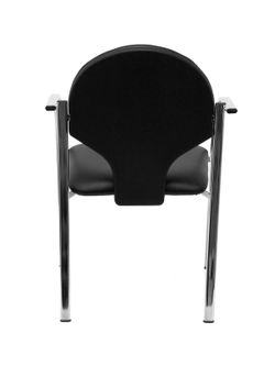 Modelo Hellin - Pack 2 sillas confidentes ergonómicas con brazos fijos incorporados, apilable y estructura cromada - Asiento y respaldo tapizados en similpiel color negro