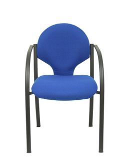 Modelo Hellin  Pack de 2 sillas confidente ergonómica con brazos fijos incorporados, apilable y estructura en color negro  Asiento y respaldo tapizados en tejido BALI color azul