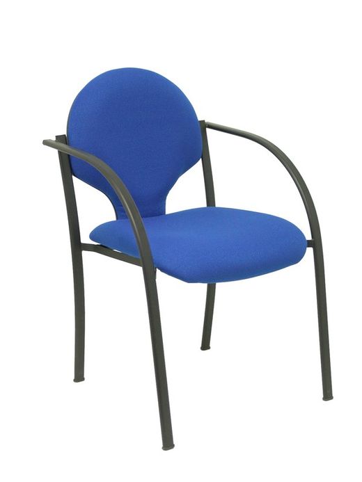 Modelo Hellin  Pack de 2 sillas confidente ergonómica con brazos fijos incorporados, apilable y estructura en color negro  Asiento y respaldo tapizados en tejido BALI color azul