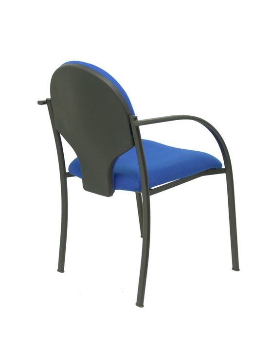 Modelo Hellin  Pack de 2 sillas confidente ergonómica con brazos fijos incorporados, apilable y estructura en color negro  Asiento y respaldo tapizados en tejido BALI color azul
