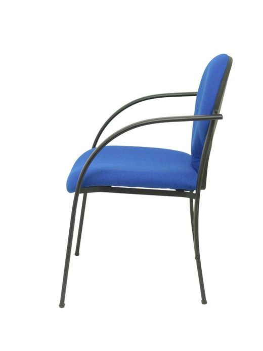 Modelo Hellin  Pack de 2 sillas confidente ergonómica con brazos fijos incorporados, apilable y estructura en color negro  Asiento y respaldo tapizados en tejido BALI color azul
