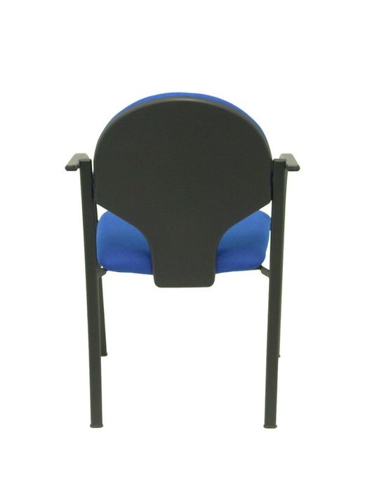 Modelo Hellin  Pack de 2 sillas confidente ergonómica con brazos fijos incorporados, apilable y estructura en color negro  Asiento y respaldo tapizados en tejido BALI color azul