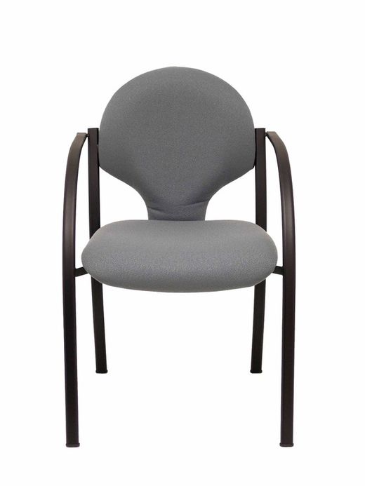 Modelo Hellín  Pack de 2 sillas confidente ergonómica con brazos fijos incorporados, apilable y estructura en color negro  Asiento y respaldo tapizados en tejido BALI color gris.