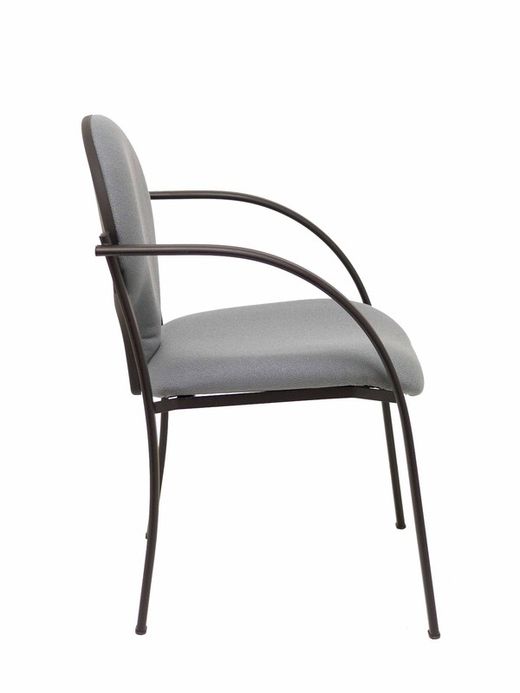 Modelo Hellín  Pack de 2 sillas confidente ergonómica con brazos fijos incorporados, apilable y estructura en color negro  Asiento y respaldo tapizados en tejido BALI color gris.