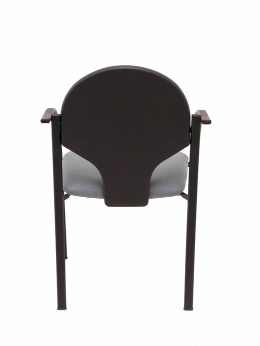 Modelo Hellín  Pack de 2 sillas confidente ergonómica con brazos fijos incorporados, apilable y estructura en color negro  Asiento y respaldo tapizados en tejido BALI color gris.
